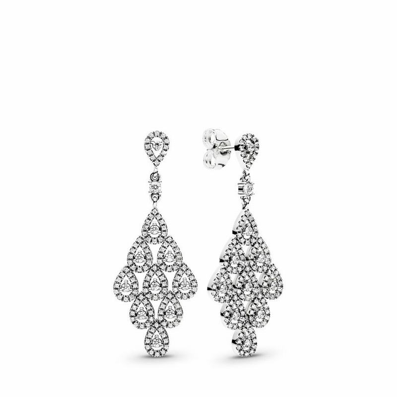 Pandora Cascading Glamour Earrings - Sterling Silver/Cubic Zirconia - Canada | TD3106CJ